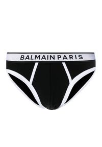 Balmain - BALMAIN - Bawełniane slipy z logo. Kolor: czarny. Materiał: bawełna. Wzór: aplikacja
