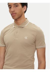 Calvin Klein Jeans Polo J30J315603 Beżowy Slim Fit. Typ kołnierza: polo. Kolor: beżowy. Materiał: bawełna