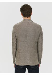 Pako Lorente - PAKO LORENTE – Brązowa marynarka z lnem. Kolor: beżowy, brązowy, niebieski. Materiał: len. Wzór: gładki