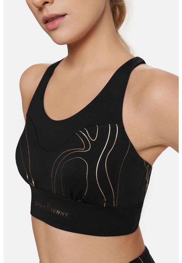 Cardio Bunny - Crop Top sportowy damski Flame Cardiobunny. Kolor: czarny. Sport: fitness