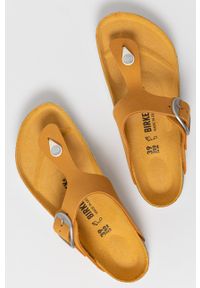 Birkenstock Japonki skórzane damskie kolor pomarańczowy na płaskim obcasie. Kolor: pomarańczowy. Materiał: skóra. Obcas: na obcasie. Wysokość obcasa: niski #2