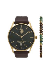 U.S. Polo Assn. Zestaw zegarek i bransoletka Colin USP6376TW Złoty. Kolor: złoty