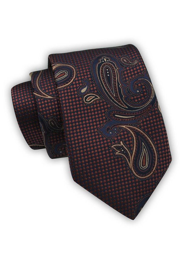 Krawat Alties (7 cm) - Miedziano Brązowy, Wzór Paisley. Kolor: brązowy, wielokolorowy, beżowy. Materiał: tkanina. Wzór: paisley. Styl: elegancki, wizytowy