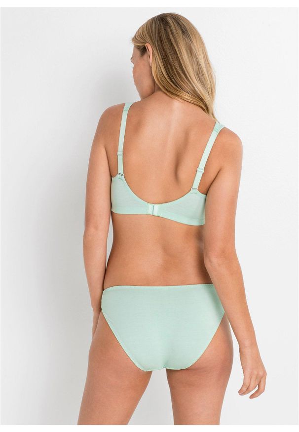 bonprix - Biustonosz bez fiszbinów z bawełną (3 sztuki). Kolor: zielony. Materiał: bawełna. Wzór: aplikacja