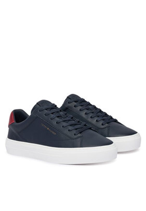 TOMMY HILFIGER - Tommy Hilfiger Sneakersy Premium Dress Cupsole Lth FM0FM05572 Granatowy. Kolor: niebieski. Materiał: skóra