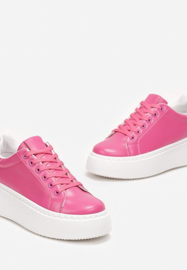 Born2be - Fuksjowe Sneakersy na Platformie Berdolina. Kolor: różowy. Obcas: na platformie