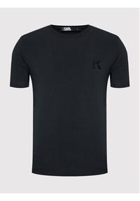 Karl Lagerfeld - KARL LAGERFELD T-Shirt Crewneck 755890 500221 Granatowy Regular Fit. Typ kołnierza: dekolt w karo. Kolor: niebieski. Materiał: bawełna