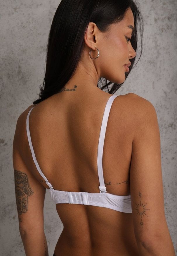 Renee - Biały Biustonosz Full Cup Zdobiony Koronką Raviera. Kolor: biały. Materiał: koronka. Wzór: aplikacja, koronka