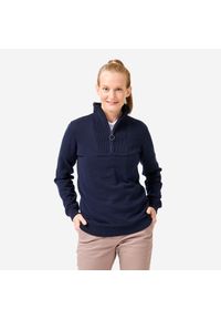 INESIS - Sweter do golfa damski wiatroszczelny MW500 z wysokim kołnierzem. Typ kołnierza: golf. Kolor: niebieski. Materiał: materiał, poliester, bawełna. Styl: klasyczny, sportowy, elegancki