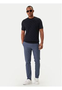 Karl Lagerfeld - KARL LAGERFELD T-Shirt 655006 562301 Granatowy Slim Fit. Typ kołnierza: dekolt w karo. Kolor: niebieski. Materiał: bawełna #3