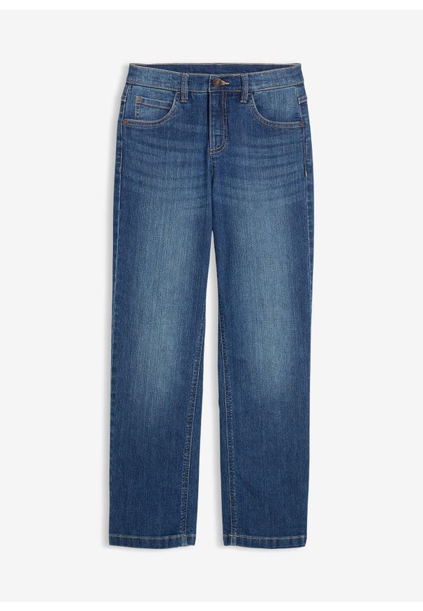 bonprix - Dżinsy straight, mid waist. Kolor: niebieski. Styl: elegancki