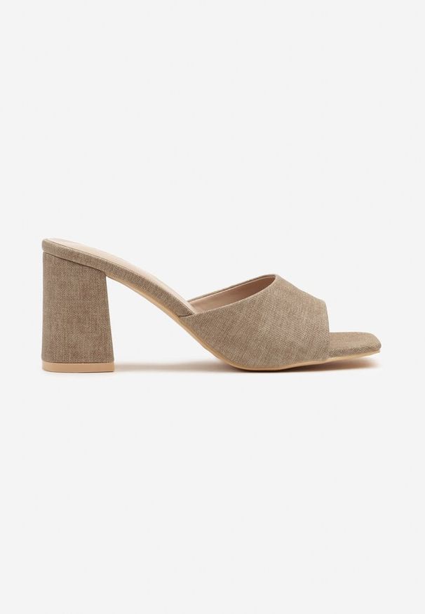Born2be - Ciemnobeżowe Klapki Vices na Obcasie z Kwadratowym Noskiem Neonitea. Okazja: na co dzień. Kolor: beżowy. Obcas: na obcasie. Styl: klasyczny, elegancki, casual. Wysokość obcasa: średni