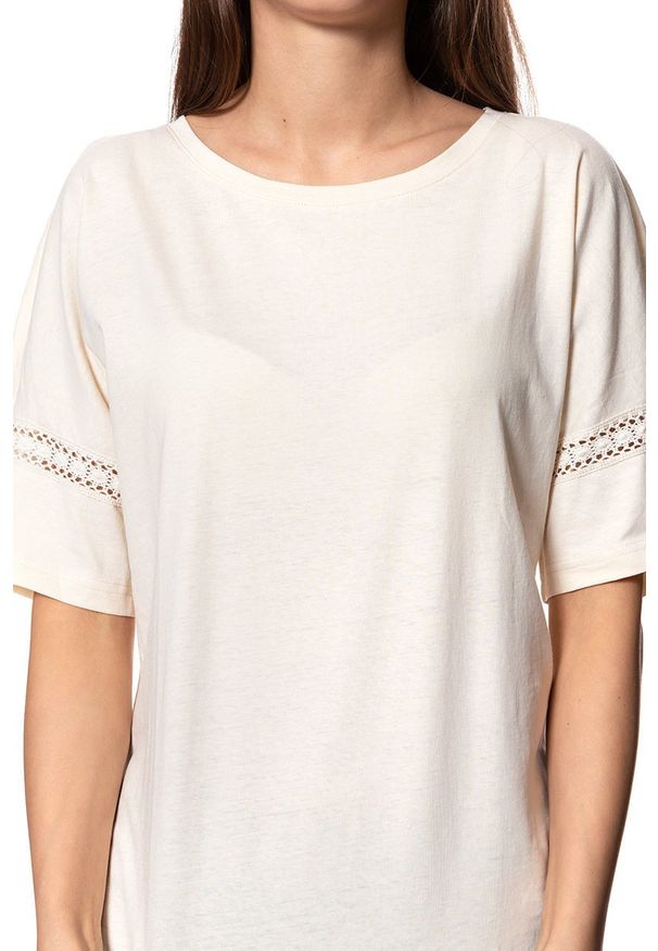 Mustang - MUSTANG T SHIRT DAMSKI Audrey C Linen 1009486 3248. Materiał: koronka. Wzór: koronka