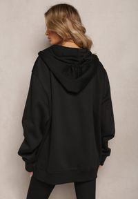 Renee - Czarna Zasuwana Bluza z Kapturem Narmione. Okazja: na spacer. Typ kołnierza: kaptur. Kolor: czarny. Materiał: jeans, polar. Styl: wizytowy