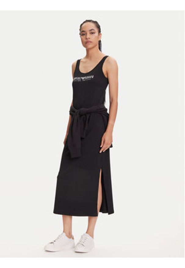 Emporio Armani Underwear Sukienka codzienna EW000494 AF10881 UC001 Czarny Regular Fit. Okazja: na co dzień. Kolor: czarny. Materiał: bawełna. Typ sukienki: proste. Styl: casual