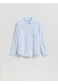Reserved - Lniana koszula regular fit - jasnoniebieski. Kolor: niebieski. Materiał: len