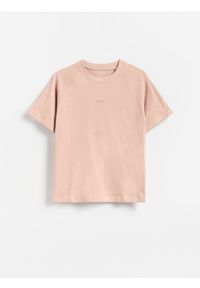 Reserved - Bawełniany t-shirt - beżowy. Kolor: beżowy. Materiał: bawełna #1