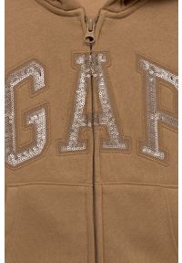 GAP bluza dziecięca kolor brązowy z kapturem z aplikacją. Okazja: na co dzień. Typ kołnierza: kaptur. Kolor: brązowy. Wzór: aplikacja. Styl: casual #3