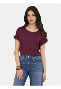 only - ONLY T-Shirt Moster 15106662 Bordowy Regular Fit. Kolor: czerwony. Materiał: wiskoza