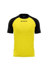 Koszulka piłkarska dla dorosłych Givova Capo MC. Kolor: czarny, wielokolorowy, żółty. Sport: piłka nożna