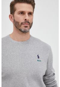 Polo Ralph Lauren sweter bawełniany męski kolor szary lekki. Typ kołnierza: polo. Kolor: szary. Materiał: bawełna. Długość rękawa: długi rękaw. Długość: długie #4