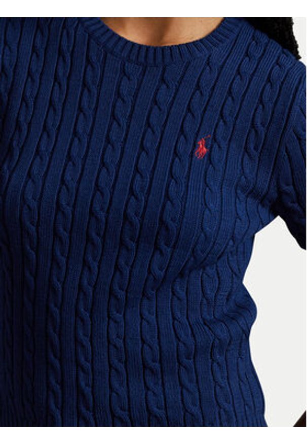 Polo Ralph Lauren Sweter 211965761001 Granatowy Slim Fit. Typ kołnierza: polo. Kolor: niebieski. Materiał: bawełna