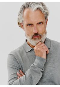 Pako Lorente - PAKO LORENTE – Szary sweter męski z kołnierzykiem polo. Okazja: na co dzień. Typ kołnierza: polo. Kolor: szary. Sezon: jesień. Styl: casual #8