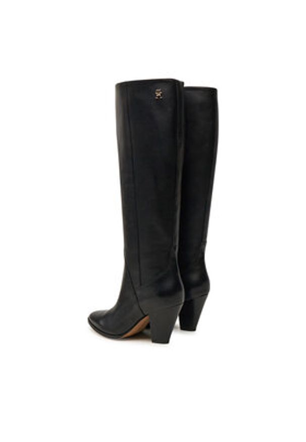 TOMMY HILFIGER - Tommy Hilfiger Kozaki High Cowboy Heel Boot Leather FW0FW08296 Czarny. Kolor: czarny. Materiał: skóra