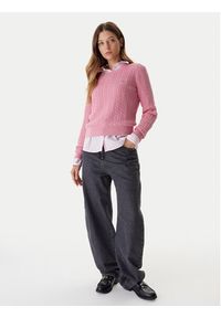 Tommy Jeans Sweter Cable Essential DW0DW22165 Różowy Regular Fit. Kolor: różowy. Materiał: bawełna #3