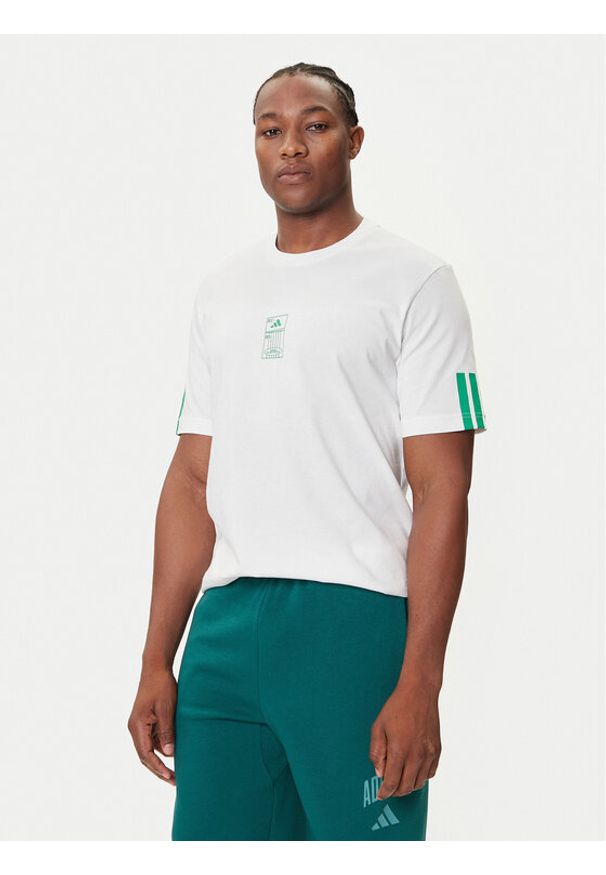 Adidas - adidas T-Shirt Stadium Ticket JM6473 Biały Loose Fit. Kolor: biały. Materiał: bawełna
