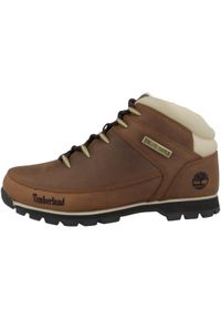 Buty do chodzenia męskie Timberland Euro Sprint Mid Hiker. Zapięcie: sznurówki. Kolor: brązowy. Materiał: skóra, materiał. Szerokość cholewki: normalna. Sport: turystyka piesza, bieganie