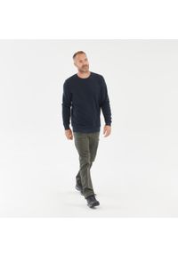 quechua - Sweter turystyczny męski Quechua NH150. Kolor: niebieski. Materiał: polar, tkanina, elastan, dzianina, prążkowany, materiał, poliester