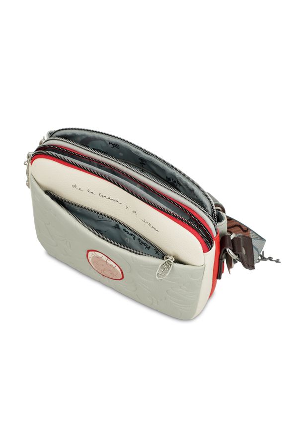 Szara Torebka Anekke Stylowa Listonoszka Damska. Kolor: szary. Wzór: aplikacja. Dodatki: z breloczkiem. Styl: elegancki