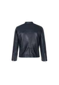 Ochnik - Kurtka skórzana męska. Okazja: na co dzień. Typ kołnierza: kołnierzyk stójkowy. Kolor: niebieski. Materiał: skóra. Długość: krótkie. Styl: casual, elegancki, klasyczny #3