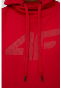 4f - 4F bluza męska kolor czerwony z kapturem z nadrukiem. Typ kołnierza: kaptur. Kolor: czerwony. Materiał: materiał. Wzór: nadruk