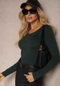 Renee - Zielona Bluzka Longsleeve z Elastycznej Bawełny Lianthia. Okazja: na co dzień. Kolor: zielony. Materiał: bawełna. Długość rękawa: długi rękaw. Styl: casual, klasyczny #2