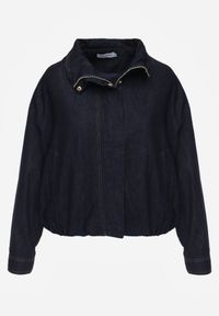 Born2be - Granatowa Jeansowa Kurtka Przejściowa z Bawełny o Kroju Bombki z Kołnierzykiem Jotima. Okazja: na co dzień, na randkę. Kolor: niebieski. Materiał: bawełna, jeans. Styl: casual, elegancki #6