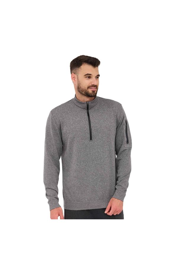 Bluza męska wełniana z krótkim ekspresem Brubeck OUTDOOR MERINO. Kolor: szary. Materiał: poliamid, poliester, elastan, wełna. Długość: krótkie. Styl: sportowy. Sport: outdoor