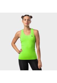 Kobieta Fitness Damska koszulka tank top Tropic SIROKO Neonowa Zieleń. Kolor: zielony, wielokolorowy, czarny. Sport: fitness #1
