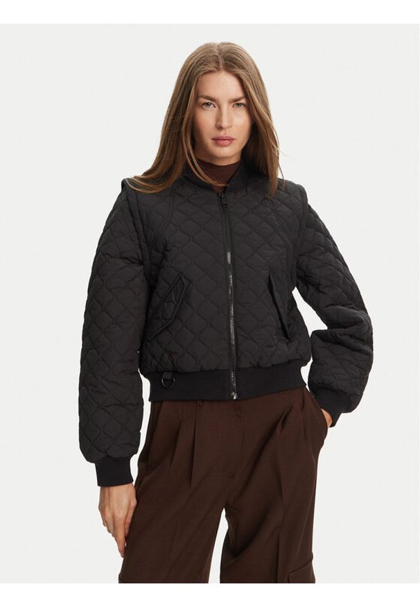Hunter Kurtka bomber Shira HARW0046251 Czarny Cropped Fit. Kolor: czarny. Materiał: syntetyk