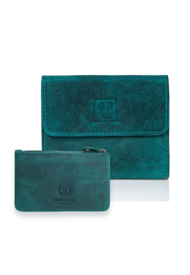 Zestaw damski PAOLO PERUZZI zielony ZUP-64-GR. Kolor: zielony. Materiał: skóra