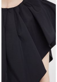 Sisley sukienka kolor czarny mini dopasowana. Kolor: czarny. Materiał: tkanina. Typ sukienki: dopasowane. Długość: mini #2