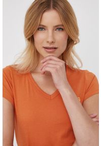 G-Star RAW - G-Star Raw t-shirt bawełniany kolor pomarańczowy. Kolor: pomarańczowy. Materiał: bawełna. Wzór: gładki #5
