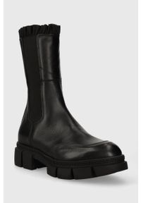 Karl Lagerfeld sztyblety skórzane ARIA damskie kolor czarny na platformie KL43280F. Nosek buta: okrągły. Kolor: czarny. Materiał: skóra. Obcas: na platformie #4