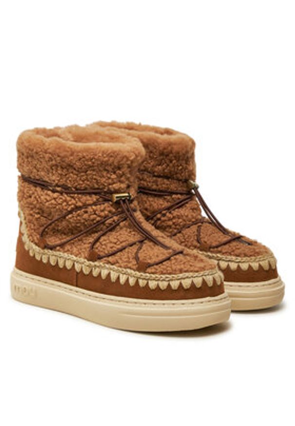 Mou Śniegowce Eskimo Sneaker Bold Scoub Lace FW411012A Brązowy. Kolor: brązowy. Materiał: skóra