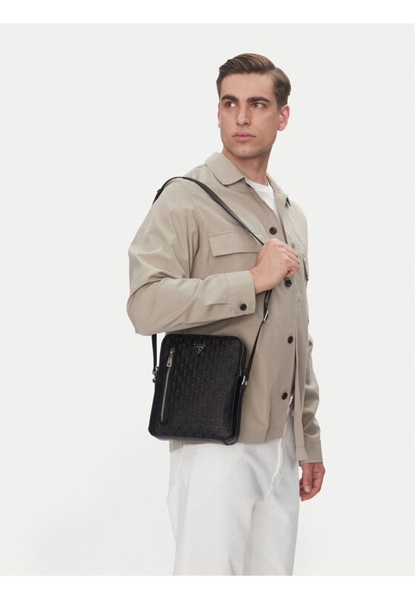 Guess Saszetka HMTODEP5118 Czarny. Kolor: czarny. Materiał: skóra