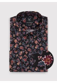 Pako Lorente - PAKO LORENTE – Czarna koszula męska w kwiaty. Kolor: czarny. Materiał: bawełna, elastan. Długość rękawa: długi rękaw. Długość: długie. Wzór: kwiaty #6
