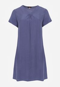 Renee - Niebieska Wiskozowa Sukienka Pudełkowa z Dekoltem w Serek Noludig. Typ kołnierza: dekolt w serek. Kolekcja: plus size. Kolor: niebieski. Materiał: wiskoza. Typ sukienki: dla puszystych #5