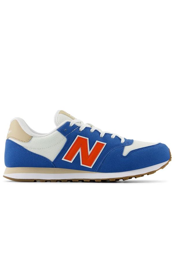 Buty męskie New Balance GM500TPN - niebieskie. Okazja: na co dzień. Kolor: niebieski. Materiał: guma, zamsz. Szerokość cholewki: normalna