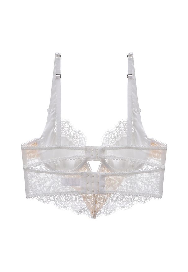 Intica - Koronkowy biustonosz z delikatnymi detalami na co dzień i specjalne okazje Laken. Kolor: biały. Materiał: koronka. Wzór: gładki, koronka